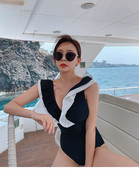 Dvostruko presavijeni modni bikini s blokiranim bojama, uski, seksi v-izrez, skupljena haljina za bazen, ženska ženska elegantna visoka struka bez leđa 2022.