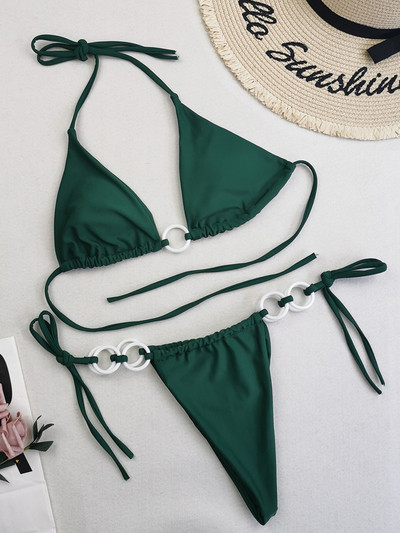 Seksi bikini s mikro tangama s printom Ženski kupaći kostim Ženski kupaći kostim Dvodijelni bikini set Prstenje Kupaći kostim Swim Lady