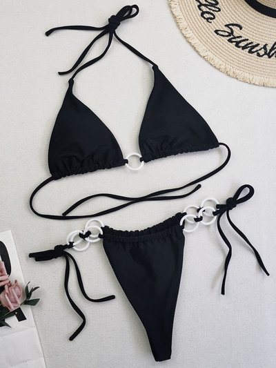 Seksi bikini s mikro tangama s printom Ženski kupaći kostim Ženski kupaći kostim Dvodijelni bikini set Prstenje Kupaći kostim Swim Lady