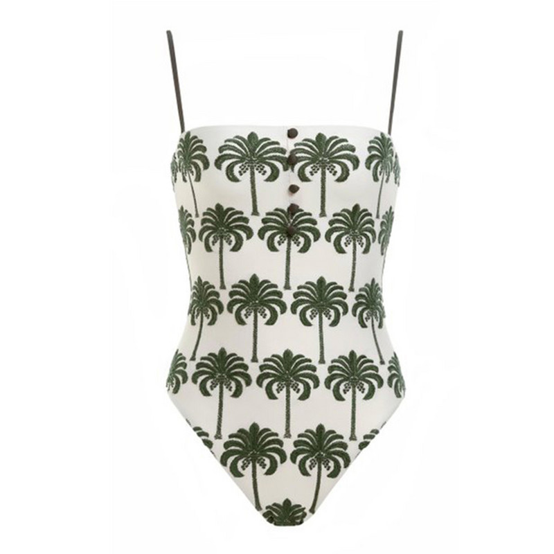 Modni jednodijelni kupaći kostim Blagdanska odjeća za plažu Zeleni print Dizajnerski kupaći kostim Ženski retro bikini Odjeća za surfanje