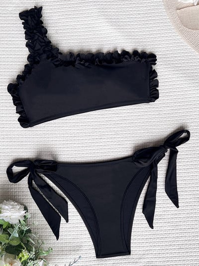 2022 Νέο Ruffled Frilled One Shoulder Bikini Γυναικείο μαγιό Γυναικεία μαγιό Σετ μπικίνι σετ μπικίνι Bather Swim Swim Lady