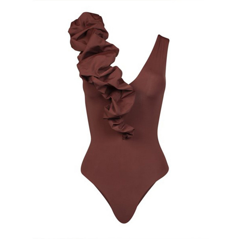 Jednobojni remen Uski bikini visokog struka Bešavni komad Poolwear Ženski modni plisirani kupaći kostim s mjehurićima Chic bez leđa