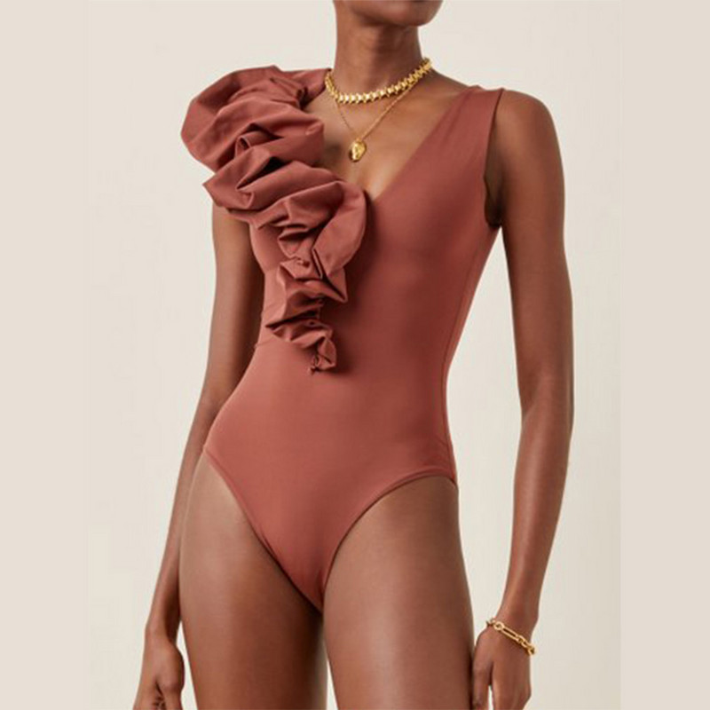 Jednobojni remen Uski bikini visokog struka Bešavni komad Poolwear Ženski modni plisirani kupaći kostim s mjehurićima Chic bez leđa