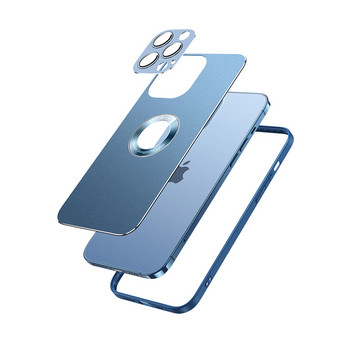 Луксозен метален гръб Съвместим за iphone 13 Pro Max/12 Pro max13 Pro/12Pro метален калъф за телефон Със защита на обектива