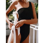 Jednodijelni jednodijelni bikini s mašnom na jedno rame Ljetna odjeća za plažu Push up kupaći kostim Monokini seksi trokutasti mikro