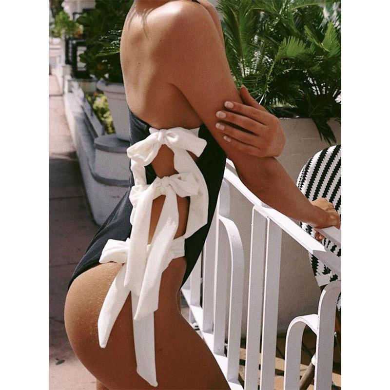 Jednodijelni jednodijelni bikini s mašnom na jedno rame Ljetna odjeća za plažu Push up kupaći kostim Monokini seksi trokutasti mikro