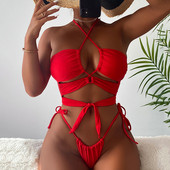 Novi seksi bikini visokog kroja s halterima Ženski kupaći kostim Ženski kupaći kostim Dvodijelni bikini set izdubljeni kupaći kostim za kupanje Ženski kupaći kostim