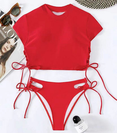 Novi seksi bikini visokog kroja s halterima Ženski kupaći kostim Ženski kupaći kostim Dvodijelni bikini set izdubljeni kupaći kostim za kupanje Ženski kupaći kostim