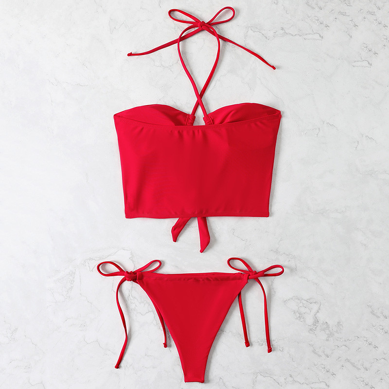 Novi seksi bikini visokog kroja s halterima Ženski kupaći kostim Ženski kupaći kostim Dvodijelni bikini set izdubljeni kupaći kostim za kupanje Ženski kupaći kostim