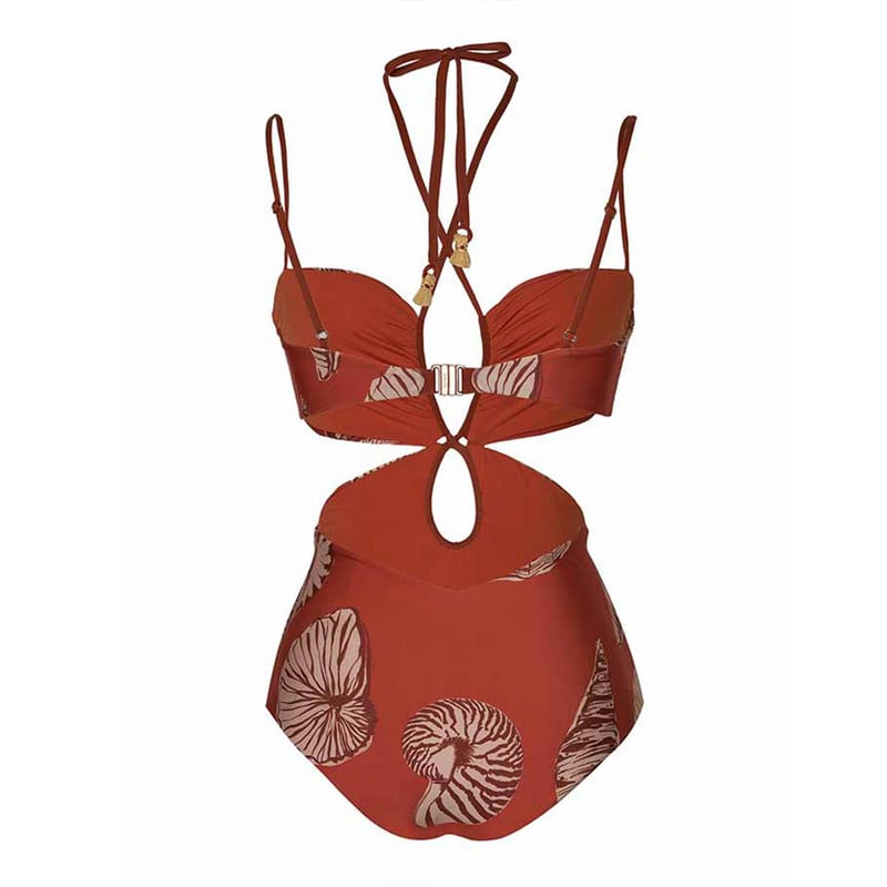 Kupaći kostim s remenom s modnim printom na užeta s križnim remenima, uski bikini sa šupljim leđima, 2022. Novi jednodijelni kupaći kostimi Odjeća za plažu Bešavno spajanje