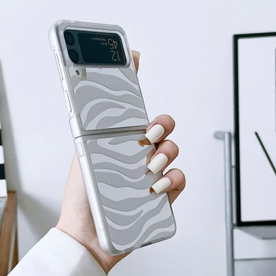 Θήκη τηλεφώνου Zebra Stripe για Samsung Galaxy Z Flip 3 4 Flip3 Flip4 5G Διαφανές κάλυμμα μαλακό προφυλακτήρα αντικραδασμικό