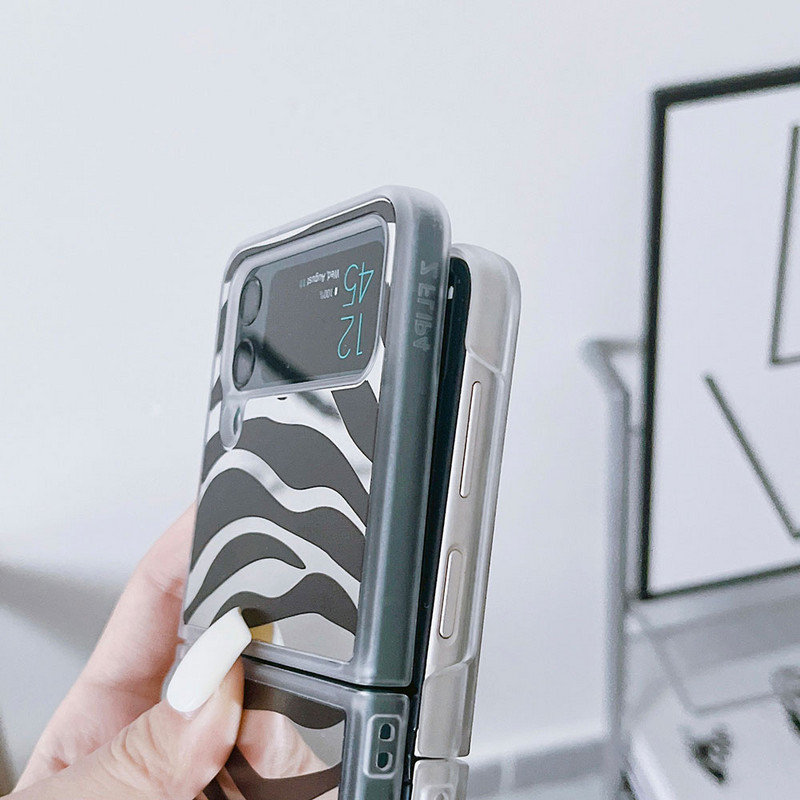 Θήκη τηλεφώνου Zebra Stripe για Samsung Galaxy Z Flip 3 4 Flip3 Flip4 5G Διαφανές κάλυμμα μαλακό προφυλακτήρα αντικραδασμικό