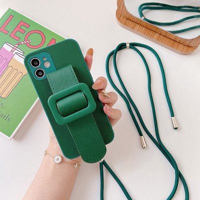 За iPhone 12 11 Pro Max Гривна за китка Candy цвят силиконов калъф за телефон за iPhone XS Max X XR 7 8 Plus заден капак с ремък
