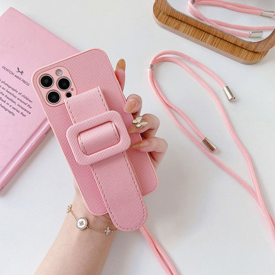 За iPhone 12 11 Pro Max Гривна за китка Candy цвят силиконов калъф за телефон за iPhone XS Max X XR 7 8 Plus заден капак с ремък