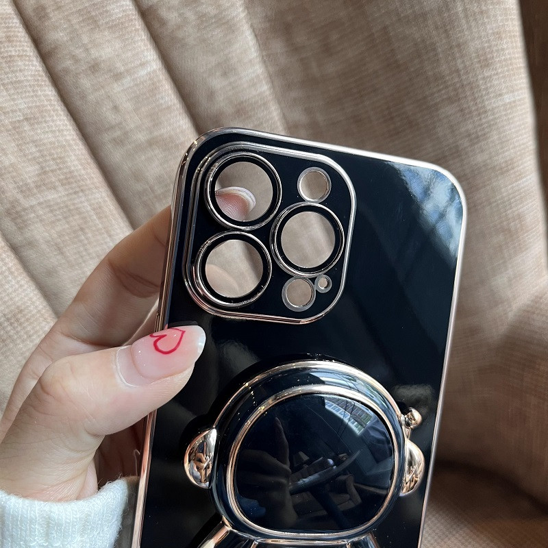 Θήκη βάσης 3D Astronauts Invisible Holder για iPhone 13Pro Max 11 12 Pro Max Mini XS XR X 8 7 Plus Κάλυμα προστασίας φακού κάμερας