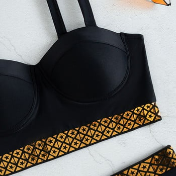 Sexy Underwired Bra Cup Μπικίνι ψηλόμεσο γυναικείο μαγιό Γυναικείο μαγιό Σετ μπικίνι δύο τεμαχίων Push Up Μαγιό