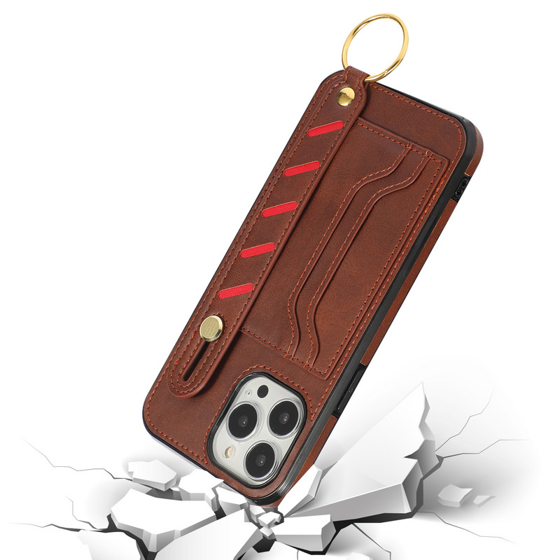 Luxury Business λουράκι καρπού Θήκη τηλεφώνου για iPhone 14 Pro Plus 13 12 11 Pro Max XR X XS Max 8 7 Plus Πίσω κάλυμμα με υποδοχή κάρτας