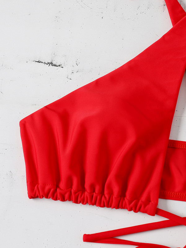 Seksi bikini s halterima s naramenicama Ženski kupaći kostim Ženski kupaći kostim Dvodijelni bikini komplet izdubljeni kupaći kostim za plivanje