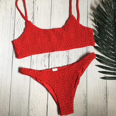 Novi seksi naborani bikini 2021. Ženski kupaći kostim Ženski kupaći kostim Dvodijelni komplet bikinija Brazilski kupaći kostim za plivanje