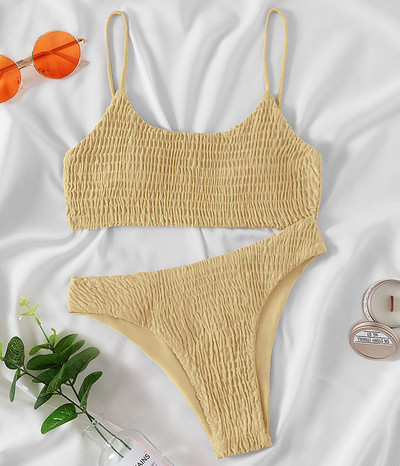 Novi seksi naborani bikini 2021. Ženski kupaći kostim Ženski kupaći kostim Dvodijelni komplet bikinija Brazilski kupaći kostim za plivanje