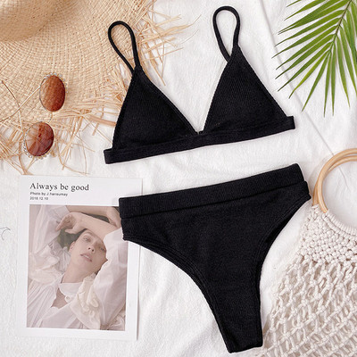 Novi seksi sportski ženski kupaći kostim Bikini visokog struka 2021. Ženski kupaći kostimi Dvodijelni komplet bikinija Rebrasti kupaći kostim Swim Lady