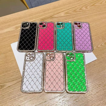 Луксозни геометрични калъфи за телефони с рамка за покритие за iPhone 14 Pro Max 13 12 11 Pro Max 14 Plus Glitter Diamond кант TPU покритие