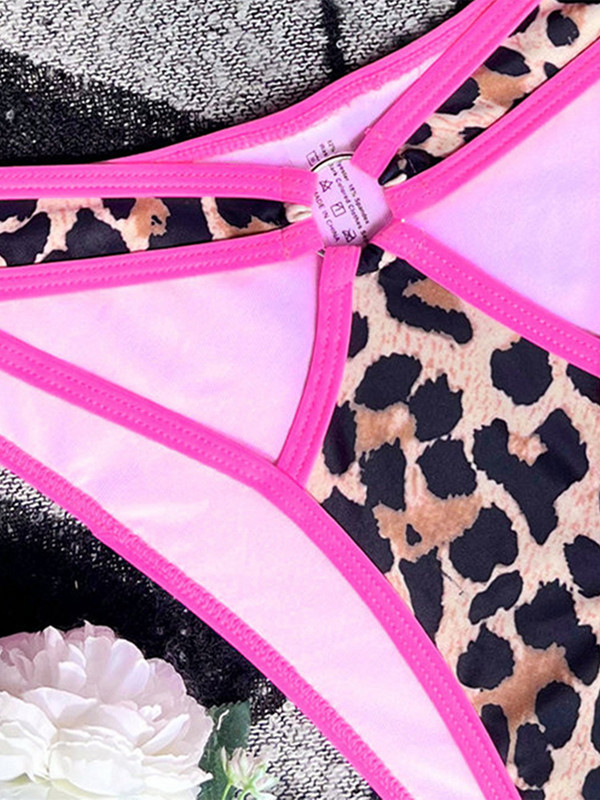 Visoko izrezani bikini s leopard printom Ženski kupaći kostim Ženski kupaći kostim Dvodijelni bikini komplet s halterima Kupaći kostim za plivanje