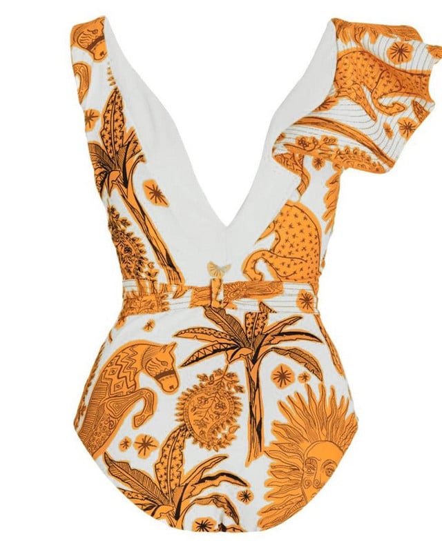 Sling kupaći kostim s V-izrezom, nabrani, uski, dvodijelni bikini visokog struka, otvorenih leđa, seksi elegantna blagdanska odjeća za plažu