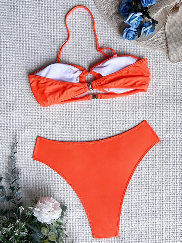 Seksi naborani halteri s metalnim prstenovima Bikini Ženski kupaći kostim Ženski kupaći kostim Dvodijelni komplet bikinija Kupaći kostim Swim Lady