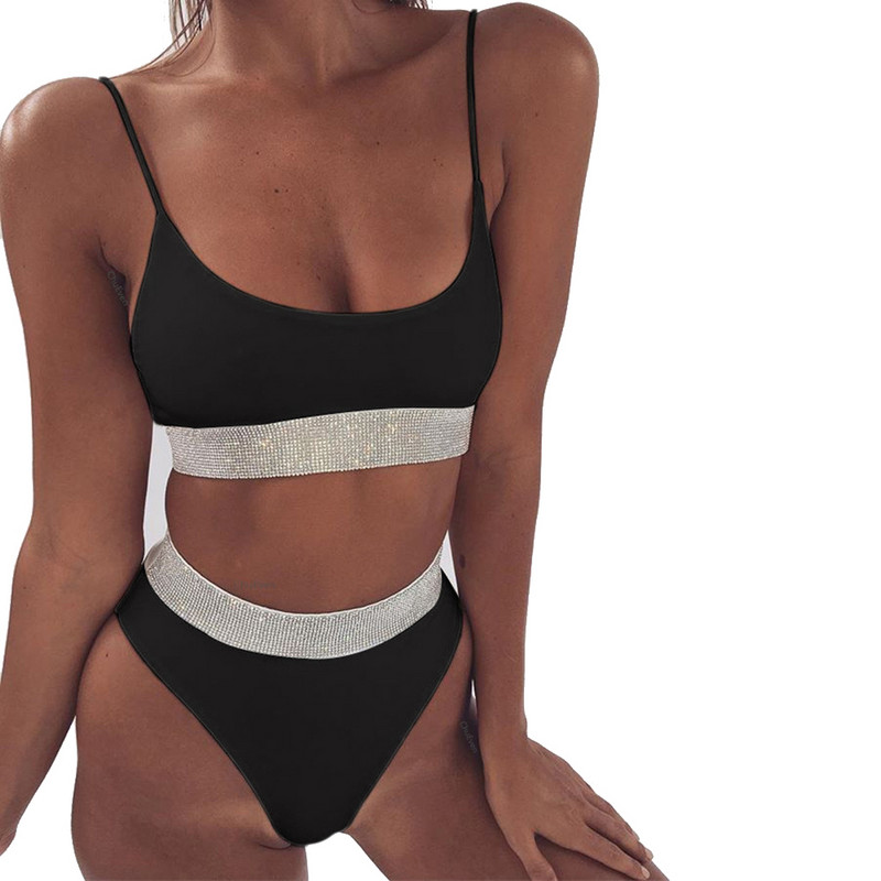 2021 Sexy Patchwork Bikini strălucitor cu talie înaltă Costum de baie pentru femei Costum de baie pentru femei Set de bikini în două piese Costum de baie sport pentru baie