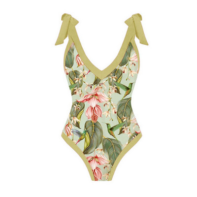 Deep-V Odjeća za plažu Zeleni kupaći kostimi Seksi jednodijelni kupaći kostimi Haljine za plažu V-izrez Bikiniji bez leđa Ljetni kupaći kostimi Luksuzni