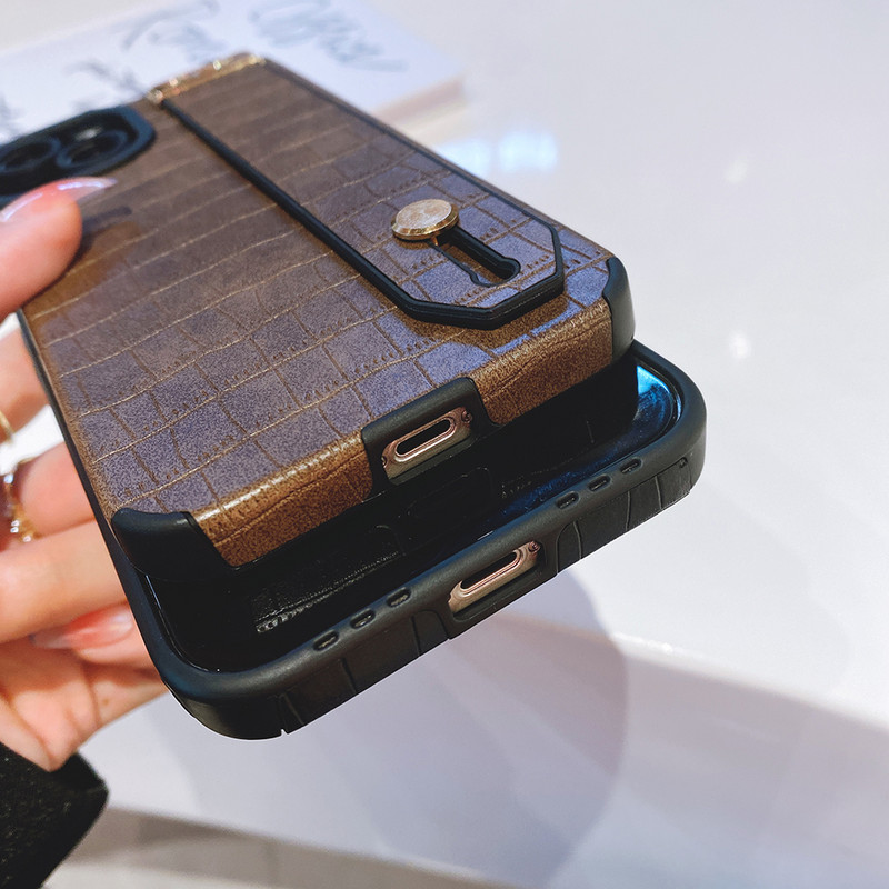 Luxus krokodilmintás csuklópántos tok iPhone 12 11 Pro Max 13Pro Max Xs Max XR 7 8 Plus SE puha telefontartóhoz