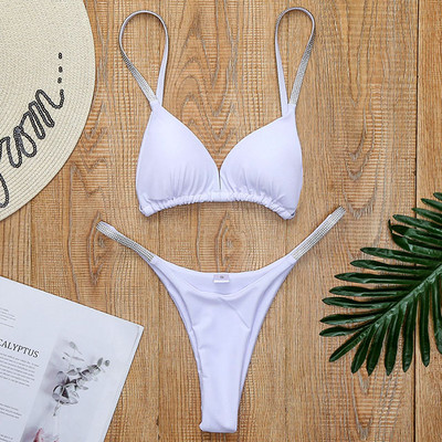 Seksi bikini s mikro tangama sa sjajnim šljokicama Ženski kupaći kostim Ženski kupaći kostim Dvodijelni bikini set Brazilski kupaći kostim za plivanje