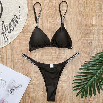 Seksi bikini s mikro tangama sa sjajnim šljokicama Ženski kupaći kostim Ženski kupaći kostim Dvodijelni bikini set Brazilski kupaći kostim za plivanje