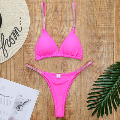 Seksi bikini s mikro tangama sa sjajnim šljokicama Ženski kupaći kostim Ženski kupaći kostim Dvodijelni bikini set Brazilski kupaći kostim za plivanje