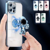 Διαφανής επένδυση 3D Astronauts Μαγνητική αναδιπλούμενη θήκη βάσης για iPhone 13 Pro 11 12 Pro Max XS XR X Πίσω κάλυμμα σκληρού υπολογιστή