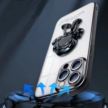 Прозрачно покритие 3D астронавти Магнитна сгъваема стойка Калъф за държач за iPhone 13 Pro 11 12 Pro Max XS XR X Твърд заден капак за компютър