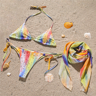 Novi Halter Tie Dye bikini 2020 Ženski kupaći kostim Ženski kupaći kostim Trodijelni bikini set s kratkom suknjom Kupaći kostim za kupanje
