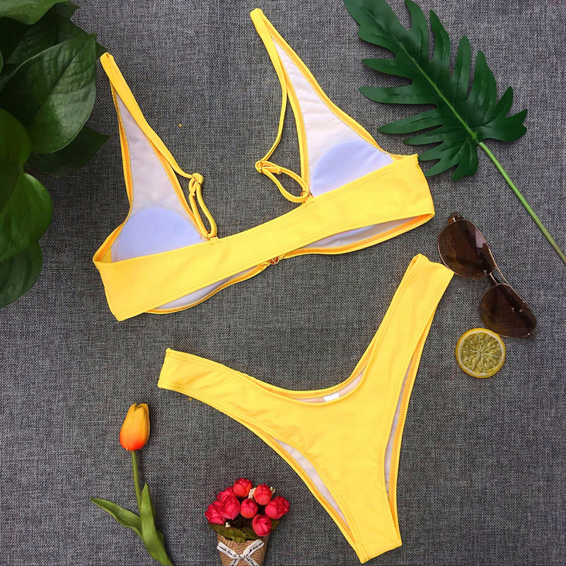 Fehér bikini szett Push up bikinik nőknek Szexi tanga fürdőruha 2020 tangával női brazil biquini csatos fürdőruhák