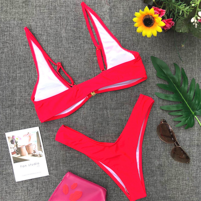 Fehér bikini szett Push up bikinik nőknek Szexi tanga fürdőruha 2020 tangával női brazil biquini csatos fürdőruhák