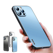 Husă mată ultra subțire pentru telefon pentru iPhone 13 12 Mini 11 Pro Max Slim PC + lentilă metalică TPU Husă de protecție împotriva căderii