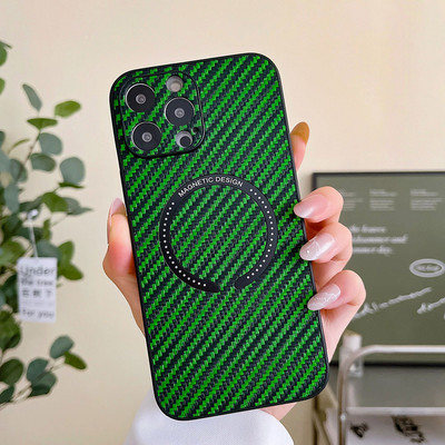 Prabangus anglies pluošto odinis telefono dėklas, skirtas iPhone 13 12 11 Pro Max XS MAX XR X 13Pro su magnetinio patrauklumo dizaino galinis dangtelis