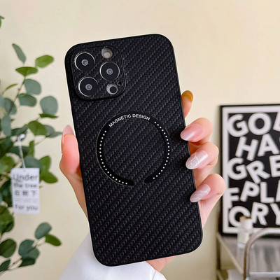 Prabangus anglies pluošto odinis telefono dėklas, skirtas iPhone 13 12 11 Pro Max XS MAX XR X 13Pro su magnetinio patrauklumo dizaino galinis dangtelis