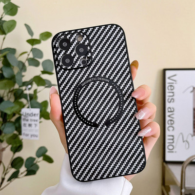 Prabangus anglies pluošto odinis telefono dėklas, skirtas iPhone 13 12 11 Pro Max XS MAX XR X 13Pro su magnetinio patrauklumo dizaino galinis dangtelis