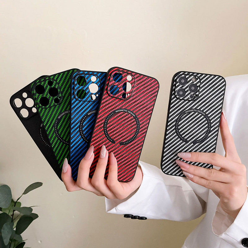 Prabangus anglies pluošto odinis telefono dėklas, skirtas iPhone 13 12 11 Pro Max XS MAX XR X 13Pro su magnetinio patrauklumo dizaino galinis dangtelis