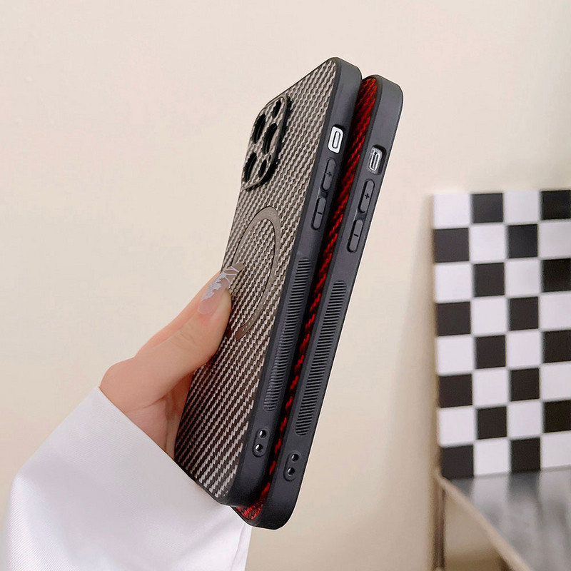 Prabangus anglies pluošto odinis telefono dėklas, skirtas iPhone 13 12 11 Pro Max XS MAX XR X 13Pro su magnetinio patrauklumo dizaino galinis dangtelis