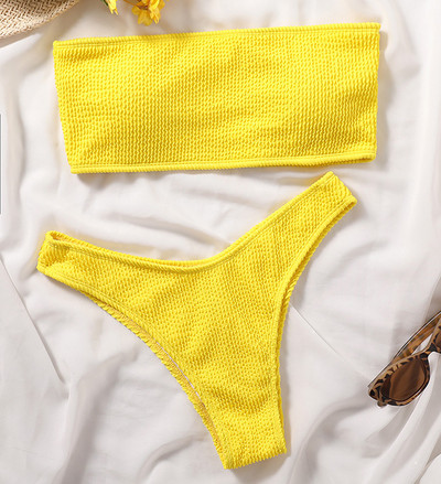 Seksi rebrasti bikini Ženski kupaći kostim Bandeau Ženski kupaći kostim Dvodijelni bikini set Sportski kupaći kostim za plivanje