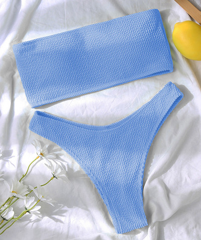 Seksi rebrasti bikini Ženski kupaći kostim Bandeau Ženski kupaći kostim Dvodijelni bikini set Sportski kupaći kostim za plivanje