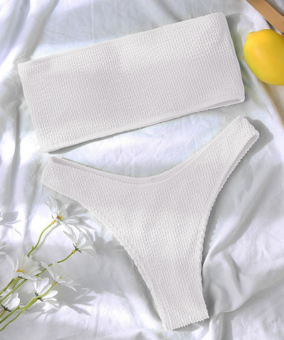 Seksi rebrasti bikini Ženski kupaći kostim Bandeau Ženski kupaći kostim Dvodijelni bikini set Sportski kupaći kostim za plivanje