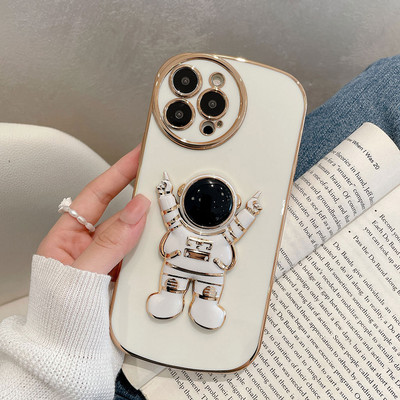 Luxus Galvanizált űrhajós összecsukható állvány tok iphone 13 12 11 Pro Max x xr xs max 7 8 plus objektívhez Kameravédő Silico